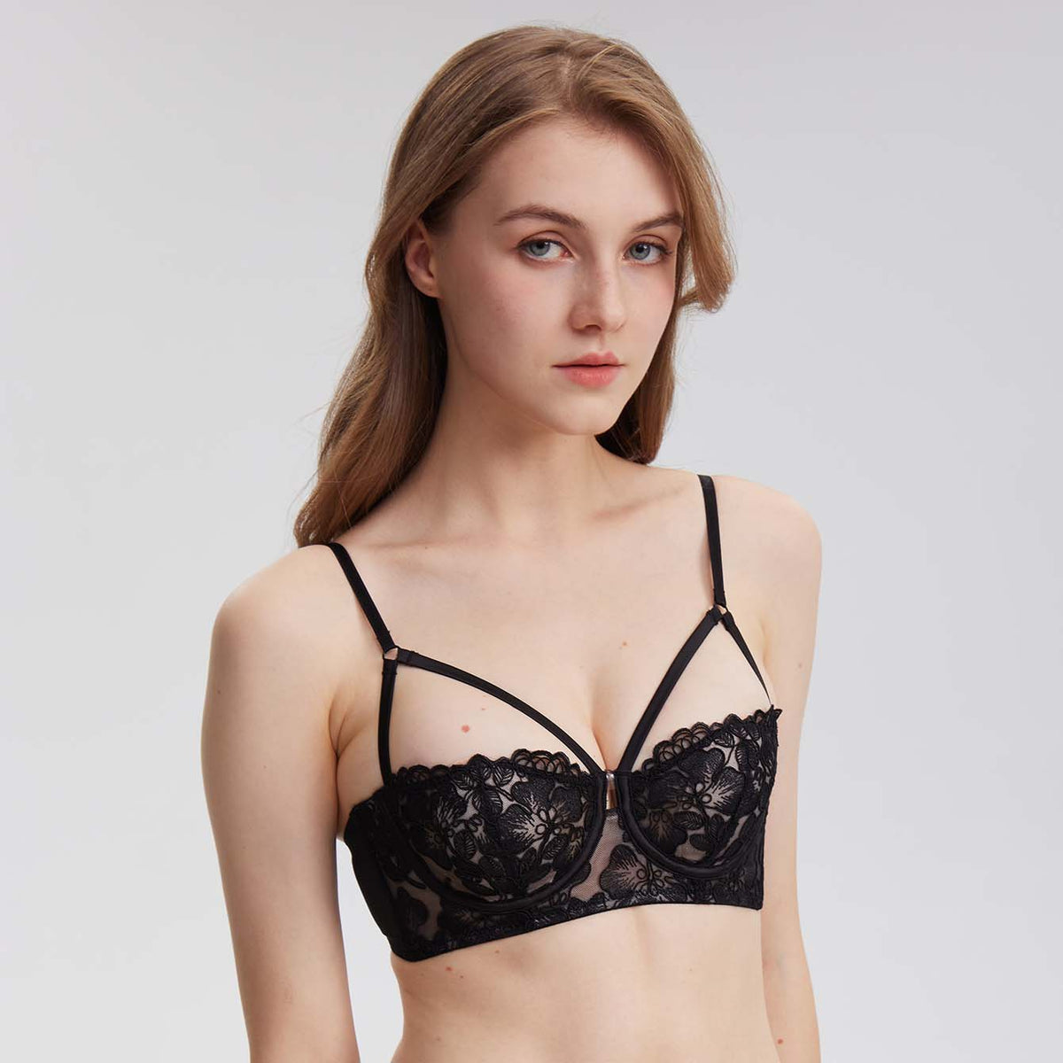 Floral Lace 1/2 Cups Bra - Rosey Isle