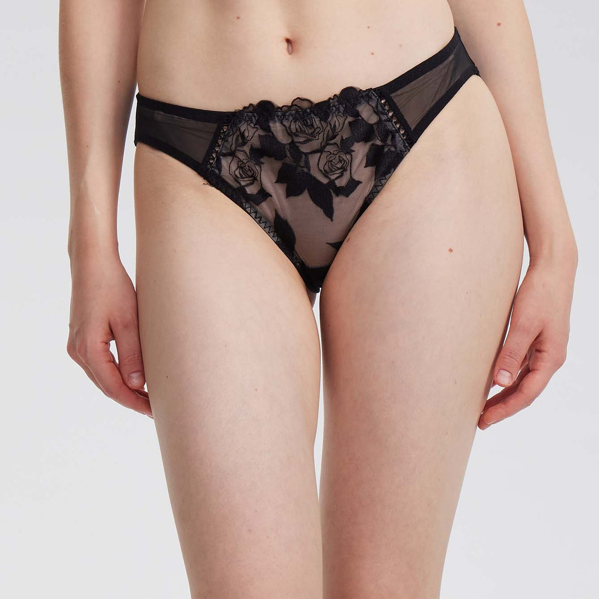 Thin Mesh Rose Embroidery Panty - Rosey Isle