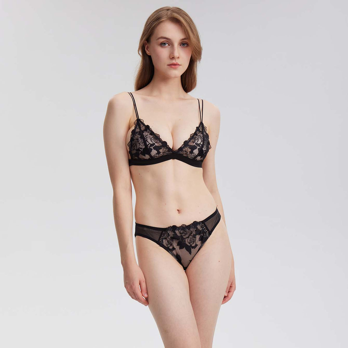 Thin Mesh Rose Embroidery Panty - Rosey Isle