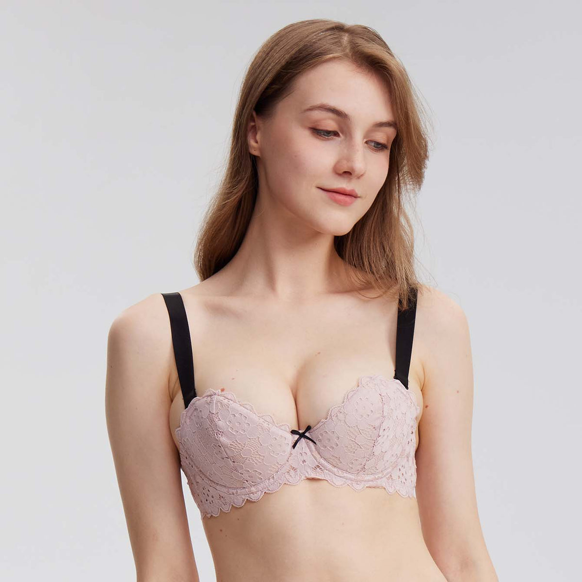 Full-Strap Half-Cup Push-Up Bra - Rosey Isle