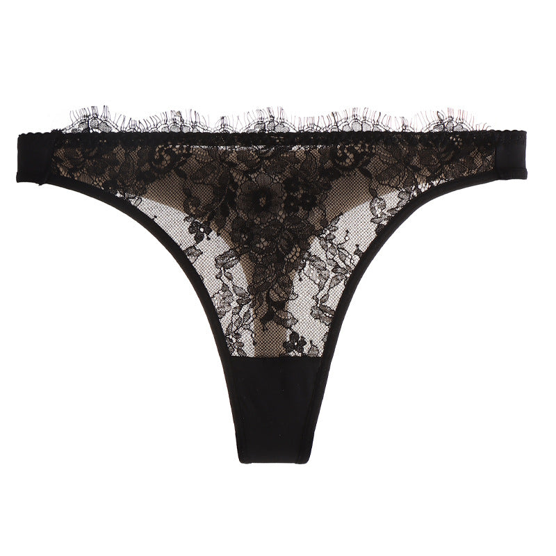 French Eyelash Lace Thong - Rosey Isle