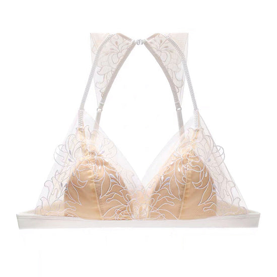 Embroidered Triangle Small Wings Bra - Rosey Isle
