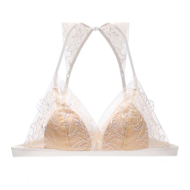 Embroidered Triangle Small Wings Bra - Rosey Isle