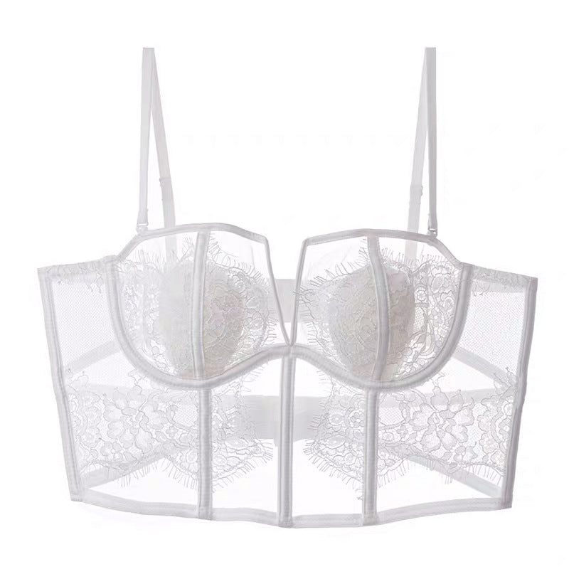 Lace Sheer Boned Corset Bra - Rosey Isle