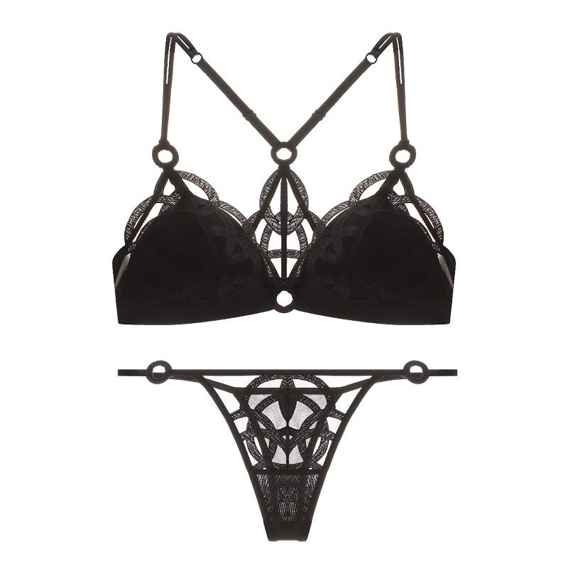 Mesh Embroidered Cutout Thong - Rosey Isle