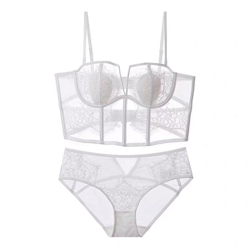 Lace Sheer Boned Corset Bra - Rosey Isle